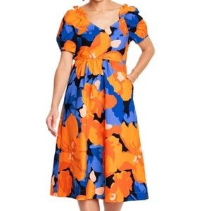 Tabitha Brown for Target floral print puff sleeve colorful cut out midi dress